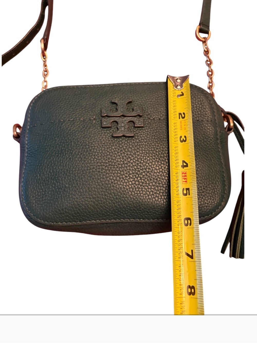 Tory Burch McGraw Camera Bag in Dark Green Pebbled Leather - Picture 8 of 9